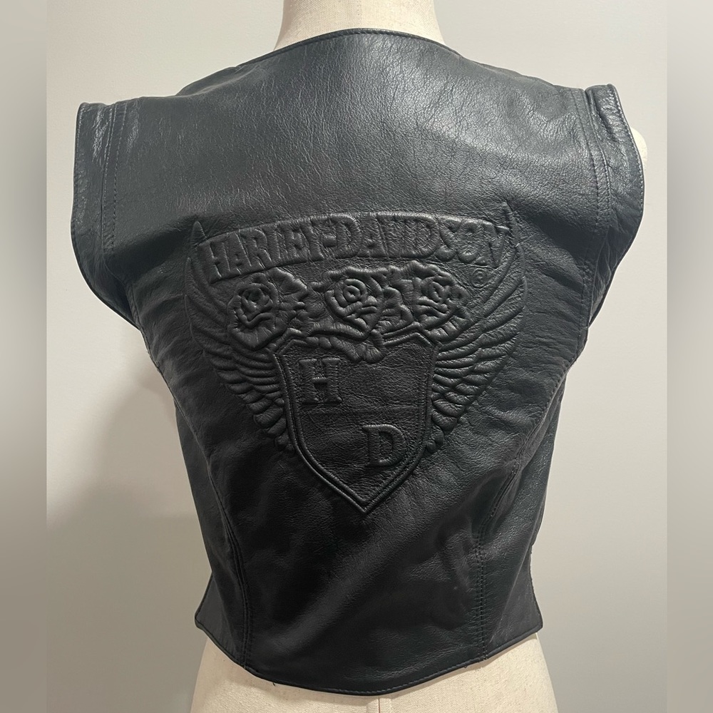 Vintage Harley Davidson women's leather vest, size XS